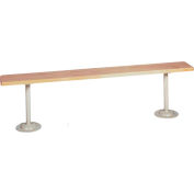 Lyon Locker Bench Hardwood Top w/Standard Wedgewood Blue Pedestals BB5811 - 96"W x 9-1/2"D x 18"H