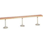 Lyon Locker Bench Hardwood Top w/Standard Wedgewood Blue Pedestals BB5812 - 108"W x 9-1/2"D x 18"H