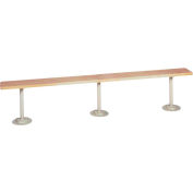 Lyon Locker Bench Hardwood Top w/Standard Wedgewood Blue Pedestals BB5813 - 120"W x 9-1/2"D x 18"H