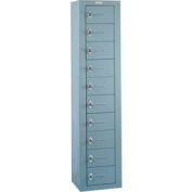 Lyon 10 Door Cell Phone/Laptop Locker W/Combo Lock & Master Door, 18"Wx15"Dx78"H, Gray, Assembled