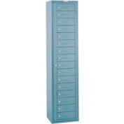 Lyon 16 Door Cell Phone/Laptop Locker With Combo Lock, 18"Wx15"Dx78"H, Gray, Assembled