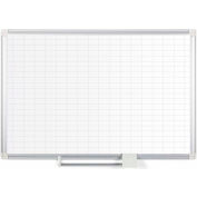 MasterVision Magnetic Steel Dry-Erase Planning Board, 1" X 2" Grid, Aluminum Frame, 48" X 72"