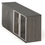 Safco® Medina Series Low Wall Cabinet With Wood/Glass Door, 72"W x 20"D x 29-1/2"H, Gray Steel