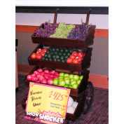 Portable Hand Cart W/ 4 Shelve, 30"L x 35"W x 56-3/4"H, Wood, Select Cherry