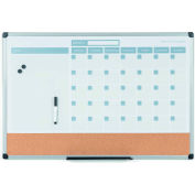 MasterVision 3-in-1 Dry-Erase Calendar Planner Board, 24" X 36", Silver Frame