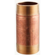 1/2 In. X 6-1/2 In. Lead Free Red Brass Pipe Nipple - 140 PSI - Import - Pkg Qty 25