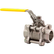 3 In. T316 Stainless Steel Full Port Ball Valve - 3 Piece - Sold Weld - 1000 PSI