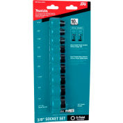 Makita® Impact XPS Impact Socket Set w/ Std Socket Adapter, 10 Pc., 3/8" Drive, 6pt, SAE
