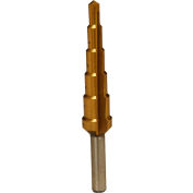 Step Drill - 3/16" to 1/2" by 16ths - TiN Coated - 5 Steps - Self Starting Point - MK Morse ESD02TIN