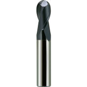 4mm Dia., 4mm Shank, 14mm LOC, 51mm OAL, 2 Flute Solid Carbide Ball Single End Mill, AlTiN