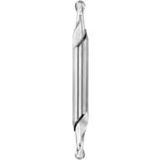 1/4" Dia., 3/8" Shank, 5/8" LOC, 3-1/2" OAL, 2 Flute Solid Carbide Ball Double End Mill, AlTiN, Flat