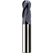 4mm Dia., 4mm Shank, 14mm LOC, 51mm OAL, 4 Flute Solid Carbide Ball Single End Mill, AlTiN
