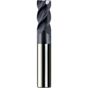 1/8" Dia., 1/8" Shank, 1/4" LOC, 1-1/2" OAL, 4 Flute Solid Carbide Single End Mill, AlTiN
