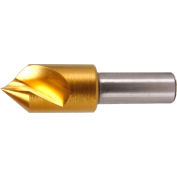 3/8" Dia., 1/4" Shank, 2" OAL, 60°, Single Flute Single End Countersink, Cobalt, TiN