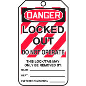 Accuform MLT407PTP Lockout Tag, Danger Locked Out Do Not Operate, RP-Plastic, 25/Pack