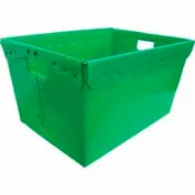 Global Industrial™ Plastic Shipping/Storage Tote w/ Attached Lid,  21-7/8x15-1/4x12-7/8, Gray