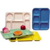 Molded Fiberglass 5 Compartment School Tray 363008 -13-7/8"L x 10-3/4"W, Pkg Qty 12, Blue - Pkg Qty 12