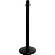 Plastic Stanchion - 2.5" - Black W/ C-Hooks Incl. - 2.5" Pole, 14" Base, 40"H - Pkg Qty 6