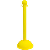 Heavy Duty Plastic Stanchion - 3" - Yellow W/ C-Hooks- 3" Pole, 16" Base, 41" Height