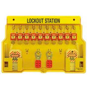 Master Lock® Safety 10-Lock Padlock Station, Zenex Thermoplastic Padlocks, 1483BP410