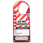 Master Lock® Lockout Hasp, Anodized Aluminum, Labelled, 2-7/8"W X 7"L, Red