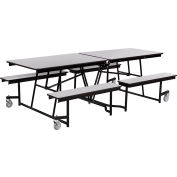 NPS® 8' Mobile Cafeteria Table with Benches - MDF - Gray Top/Black Frame