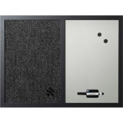 MasterVision Combo Silver Dry-Erase & Black Fabric Bulletin Board, 18" X 24", Black Frame