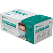 MedShield ASTM Level 3 Medical Surgical Disposable Mask, 3-Ply Pleated w/ Earloops, Blue, Box of 50
