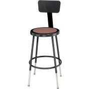 Interion® Steel Shop Stool w/Backrest and Hardboard Seat - Adjustable Height 19"-27" - Black - 2PK