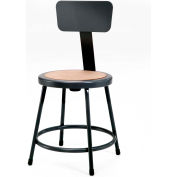 NPS Heavy Duty Stool with Backrest - Round - Hardboard - 24"H - Black
