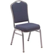 NPS Banquet Stacking Chair - 2" Fabric Seat - Silhouette Back - Navy Seat with Silver Frame - Pkg Qty 2