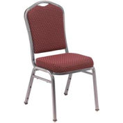 NPS Stacking Chair - 2" Fabric Seat - Silhouette Back - Burgundy Seat with Silver Frame - Pkg Qty 2