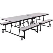 NPS® 10' Mobile Cafeteria Table with Benches - MDF - Gray Top/Black Frame
