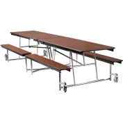 NPS® 12' Mobile Cafeteria Table with Benches - MDF - Walnut Top/Chrome Frame