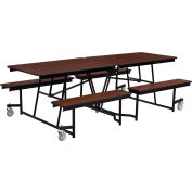 NPS® 10' Mobile Cafeteria Table with Benches - MDF - Walnut Top/Black Frame