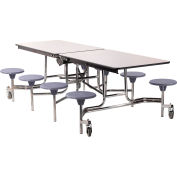 NPS® 8' Mobile Cafeteria Table with Stools - MDF - Gray Top/Gray Stools/Chrome Frame