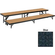 2 Level Straight Riser with Carpet - 96"L x 18"W - 8"H & 16"H - Blue