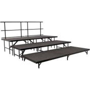 Stage Set with Carpet - 96"L x 48"W - 8"H, 16"H, 24"H & Two Guard Rails - Grey