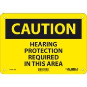 Global Industrial&#8482; Caution Hearing Protection Required In This Area, 7x10, Aluminum