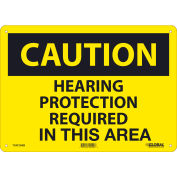 Global Industrial&#8482; Caution Hearing Protection Required In This Area, 10x14, Aluminum