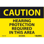 Global Industrial™ Caution Hearing Protection Required, 7x10, Pressure Sensitive Vinyl