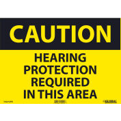 Global Industrial&#8482; Caution Hearing Protection Required, 10x14, Pressure Sensitive Vinyl