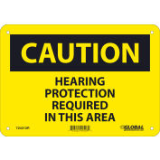 Global Industrial™ Caution Hearing Protection Required, 7x10, Rigid Plastic