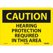 Global Industrial™ Caution Hearing Protection Required, 10x14, Rigid Plastic
