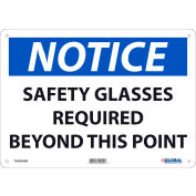 Global Industrial&#8482; Notice Safety Glasses Required Beyond This Point, 10x14, Aluminum