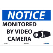 Global Industrial&#8482; Notice Monitored By Video Camera, 10&quot;X14&quot;, Adhesive Backed Vinyl