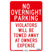 Global Industrial™ No Overnight Parking Violators Will Be Towed, 18x12, .063 Aluminum