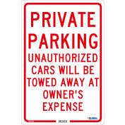 Global Industrial™ Private Parking Unauthorized Cars Will Be Towed.., 18x12, .040 Aluminum