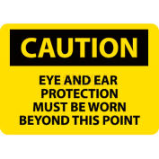 NMC C480RB OSHA Sign, Caution Eye & Ear Protection Must Be Worn Beyond This Point, 10" X 14", Yw/Blk