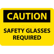 NMC C600RB OSHA Sign, Caution Safety Glasses Required, 10" X 14", Yellow/Black